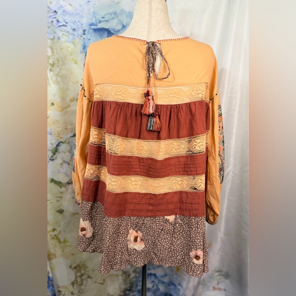 Bohemian Floral Patchwork Pleated Unconventional … - image 3